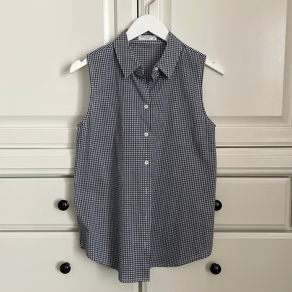 Equipment Femme Gingham Checkered Button Front Blouse